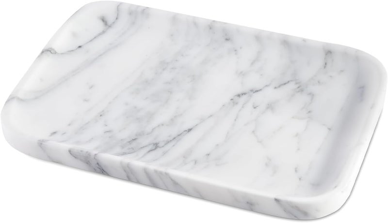 karibiber Arabescato Marble Vanity Tray - Decorative Organizer for Bathroom Countertop, Dresser, Kitchen Sink - Image 1